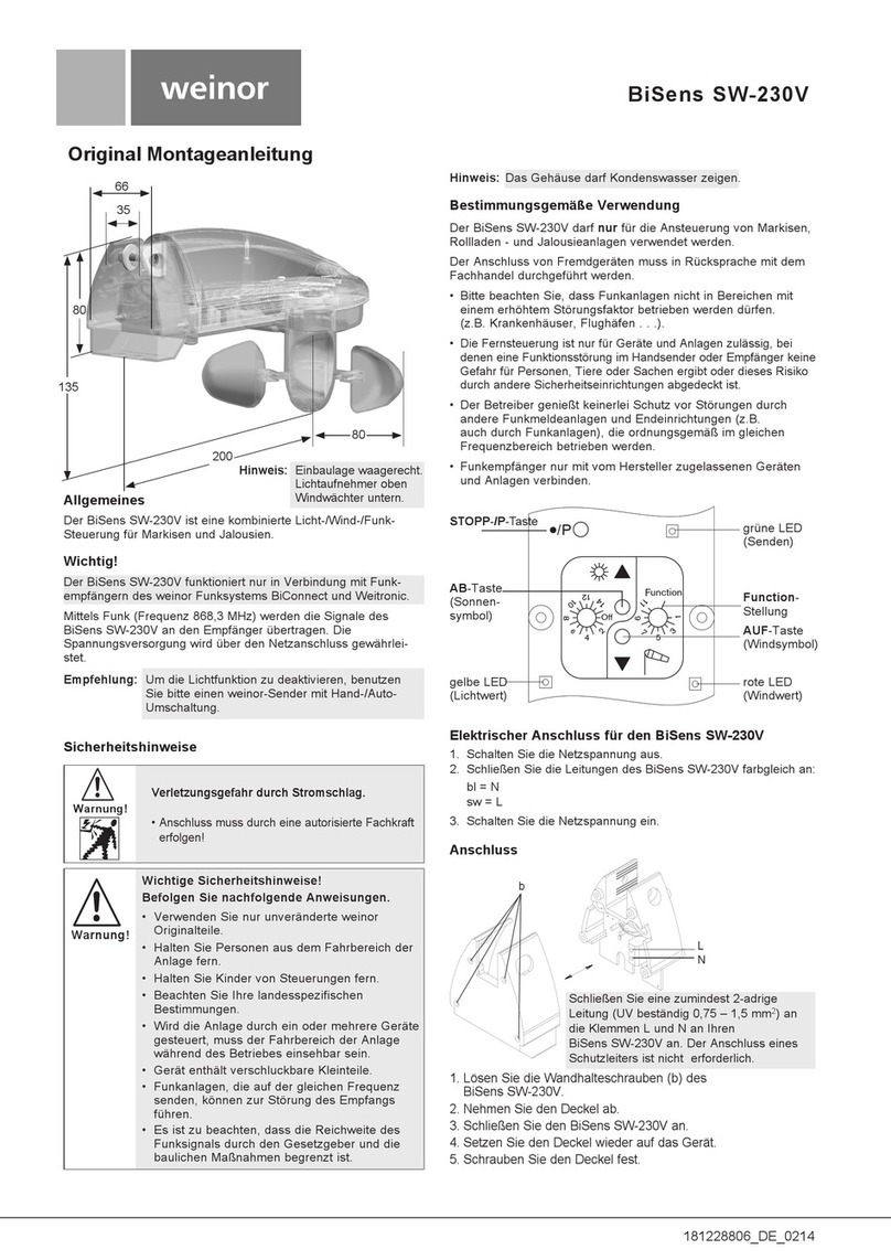 weinor BiSens SW-230V Original installation manual