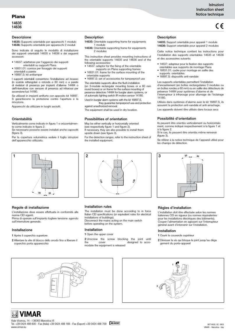 Vimar Plana instruction sheet