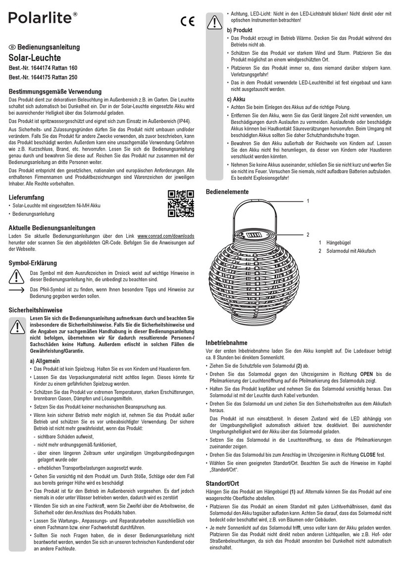 Polarlite Rattan 160 operating instructions Polarlite Rattan 160 operating instructions
