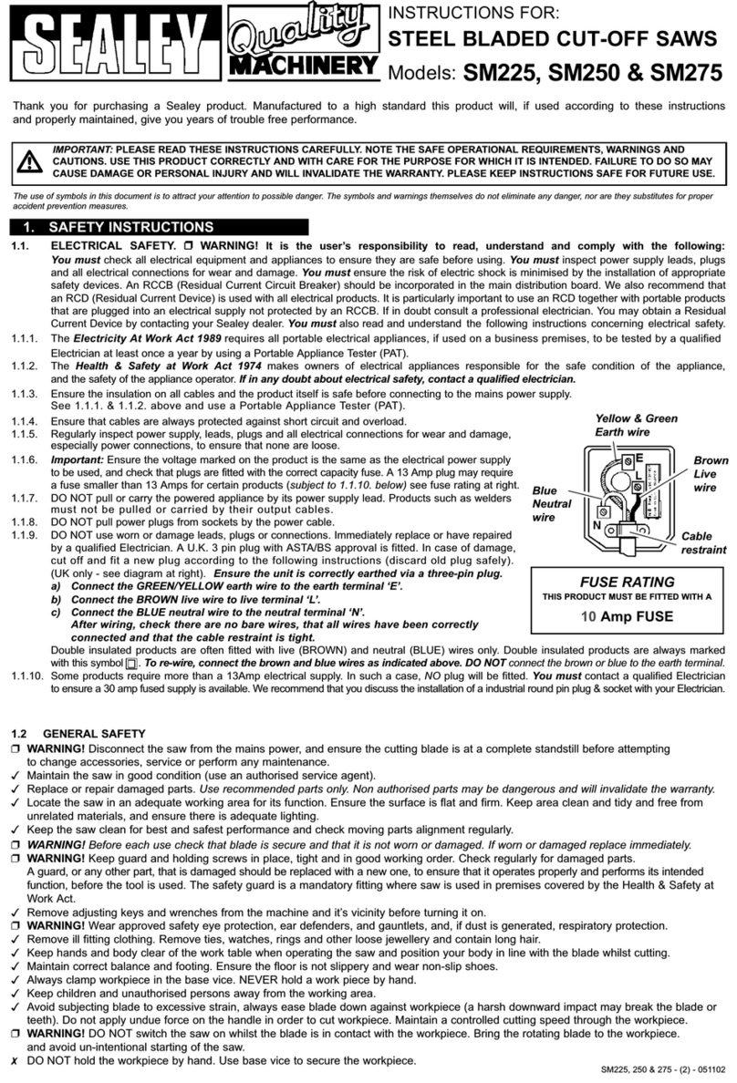 Sealey Quality MACHINERY SM225 User manual