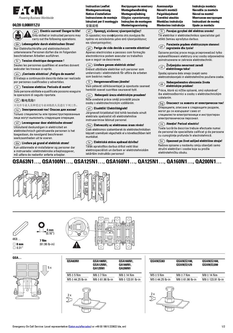 Eaton QSA63N1 Series Instruction leaflet