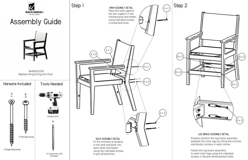 Berlin Gardens Mathew Sling Dining Arm Chair MHSDAC2236 Assembly guide Berlin Gardens Mathew Sling Dining Arm Chair MHSDAC2236 Assembly guide