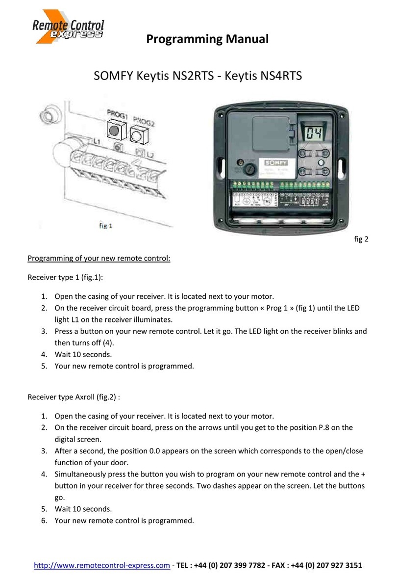 SOMFY Keytis NS2RTS Programming manual