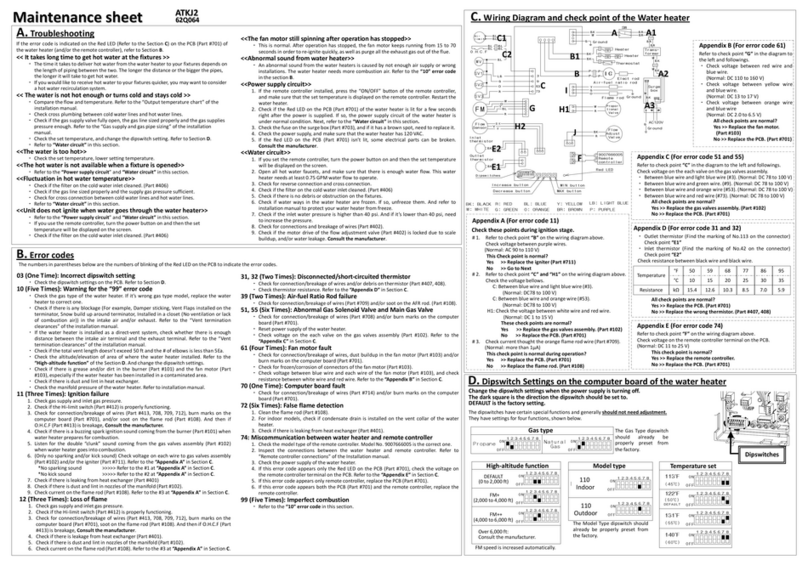 Reliance Water Heaters ATKJ2 Maintenance sheet Reliance Water Heaters ATKJ2 Maintenance sheet
