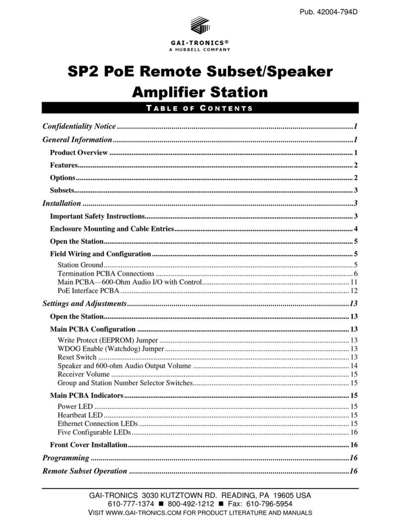 Hubbell GAI-TRONICS SP2 User manual