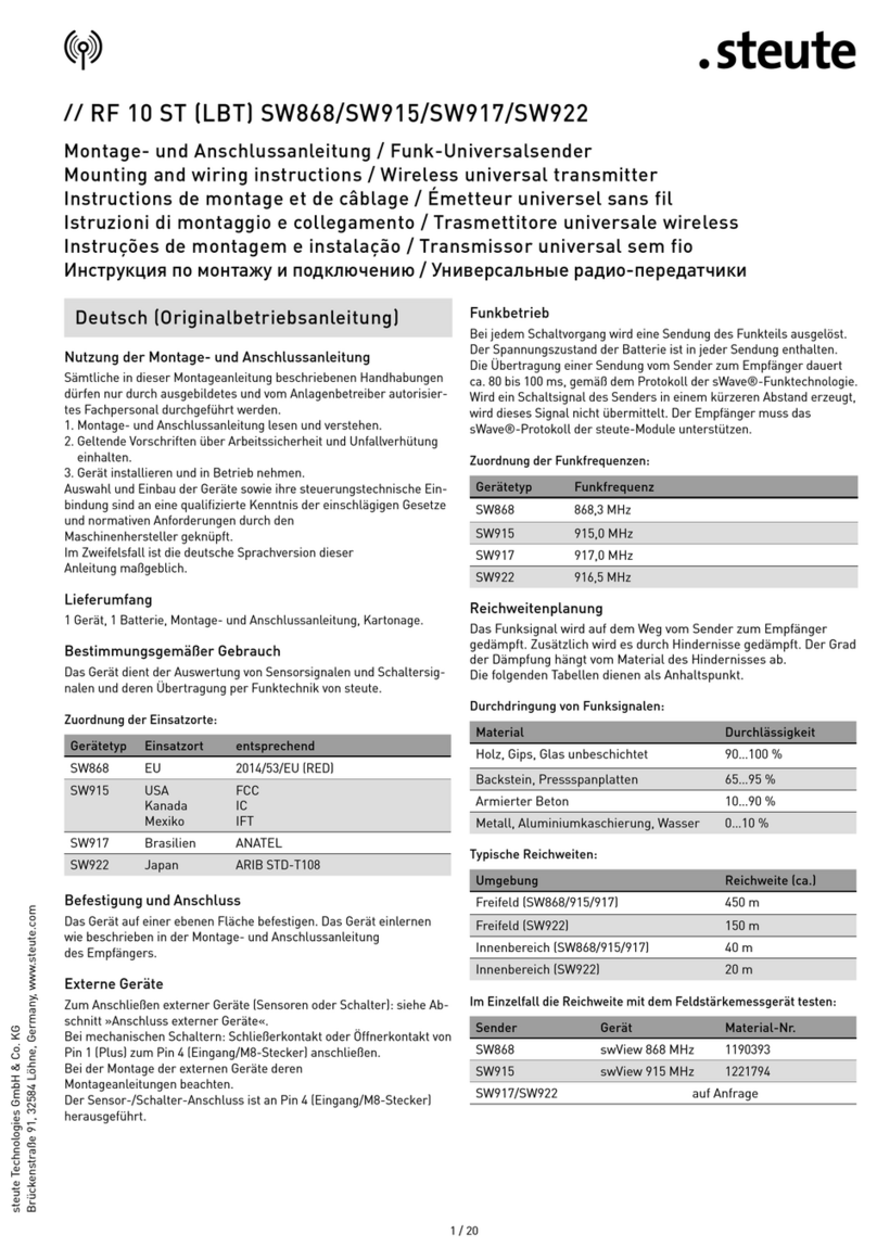 steute RF 10 ST SW868 Programming manual
