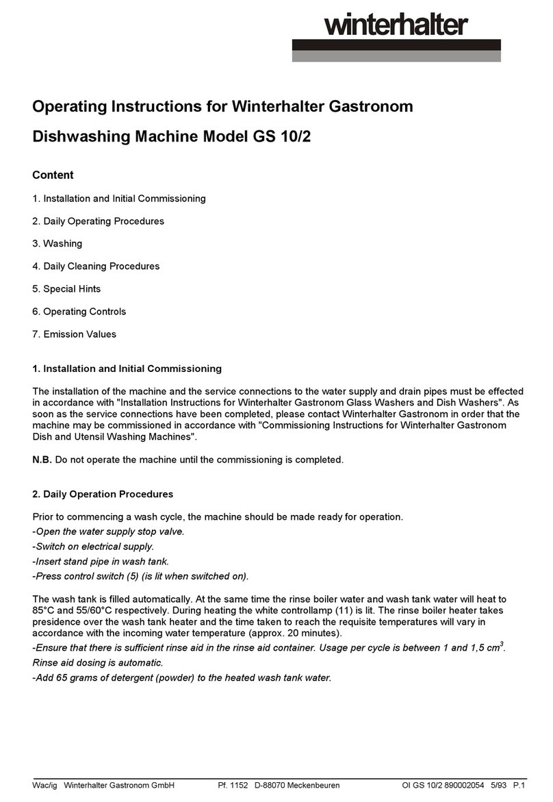 Winterhalter Gastronom GS 10/2 operating instructions
