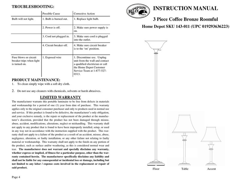 HAMPTON BAY 143-011 User manual
