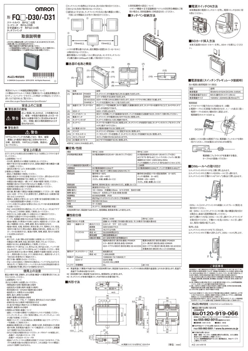 Omron FQ D30 Series User manual Omron FQ D30 Series User manual