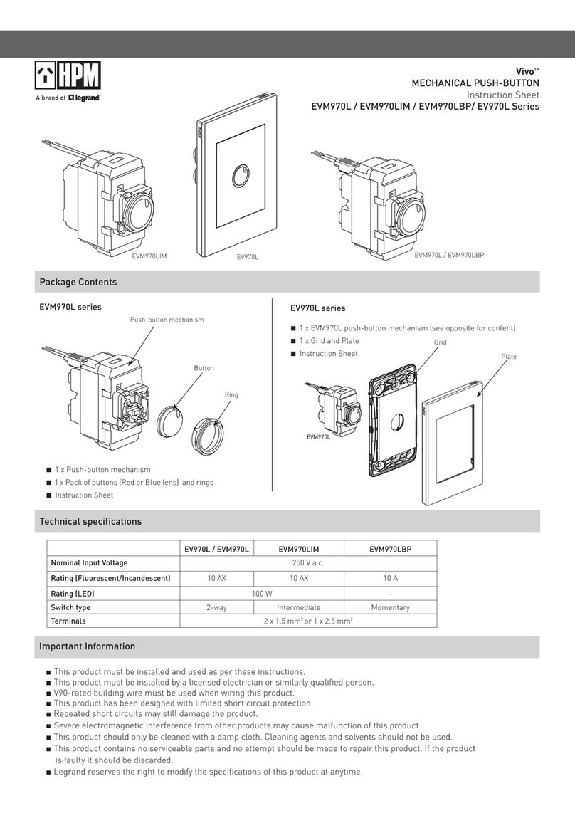 LEGRAND HPM Vivo EVM970L Series instruction sheet
