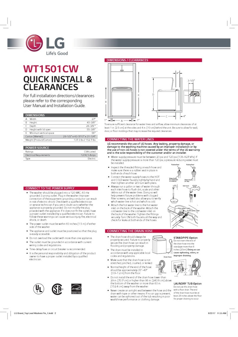 LG WT1501CW Quick install