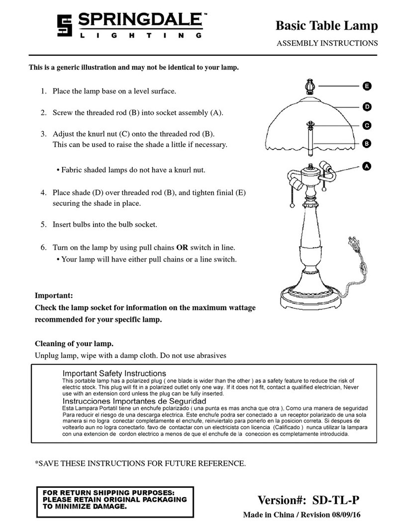 Springdale Lighting SD-TL-P User manual Springdale Lighting SD-TL-P User manual