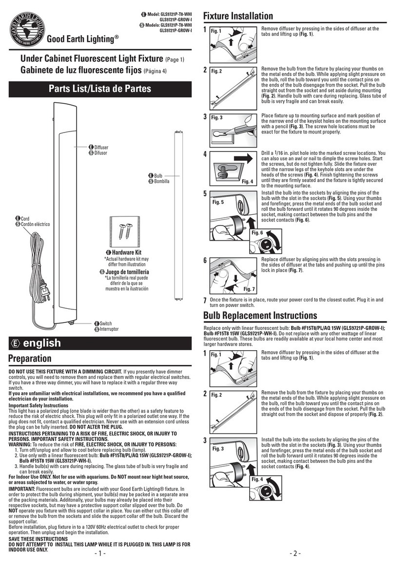Good Earth Lighting GLS9721P-T8-WHI quick start guide