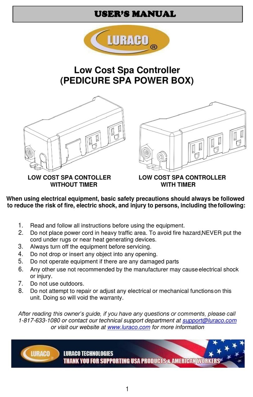 Luraco LOW COST SPA CONTOLLER WITHOUT TIMER user manual