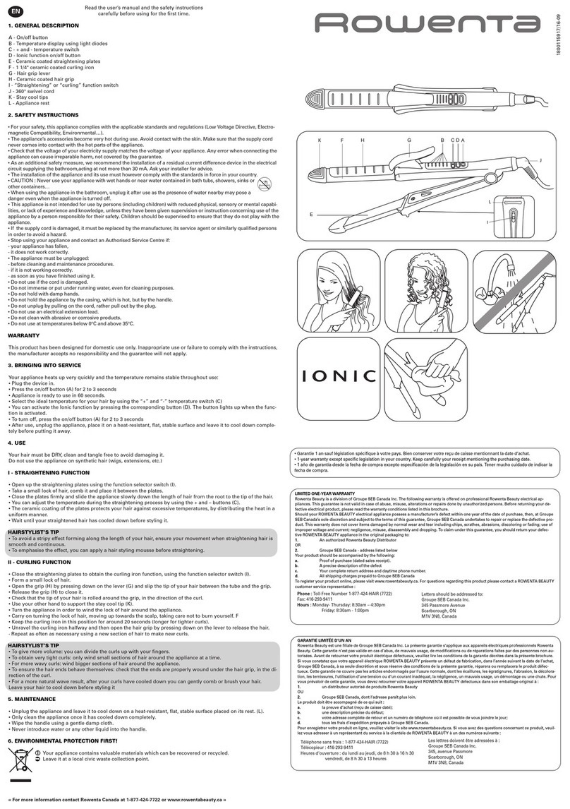 Rowenta Straight & Curl CF7271Q0 User manual