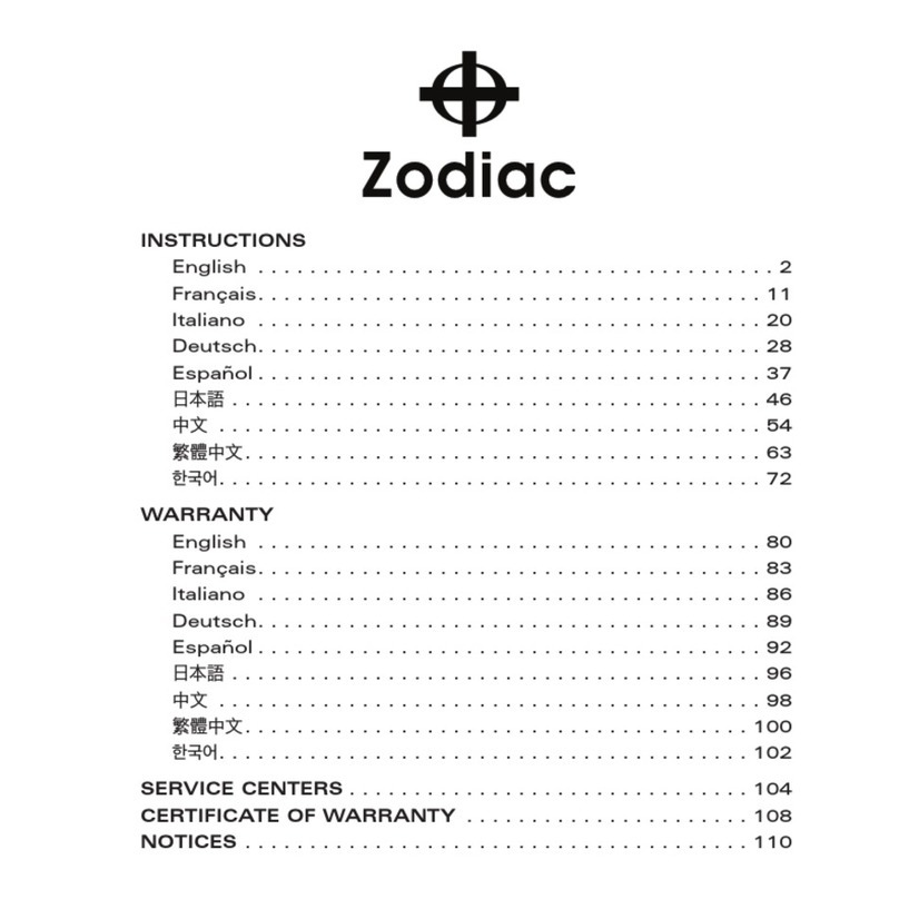 Zodiac STP1-11 manual