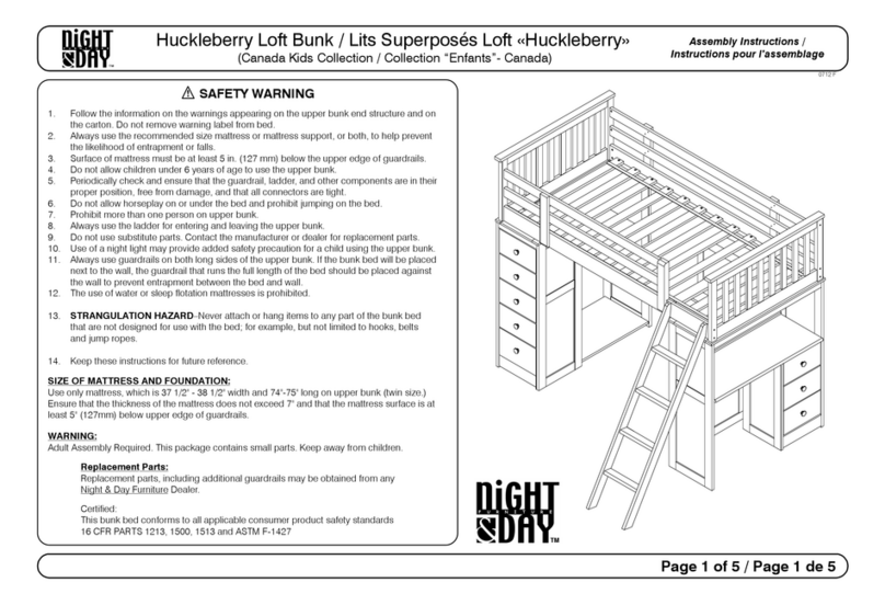 Night & Day Furniture Canada Kids Huckleberry Assembly instructions Night & Day Furniture Canada Kids Huckleberry Assembly instructions