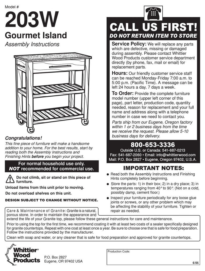 Whittier Wood Products 203W Assembly instructions Whittier Wood Products 203W Assembly instructions