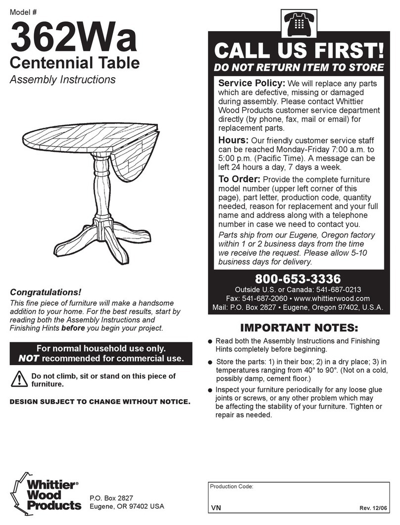 Whittier Wood Products 362Wa Assembly instructions