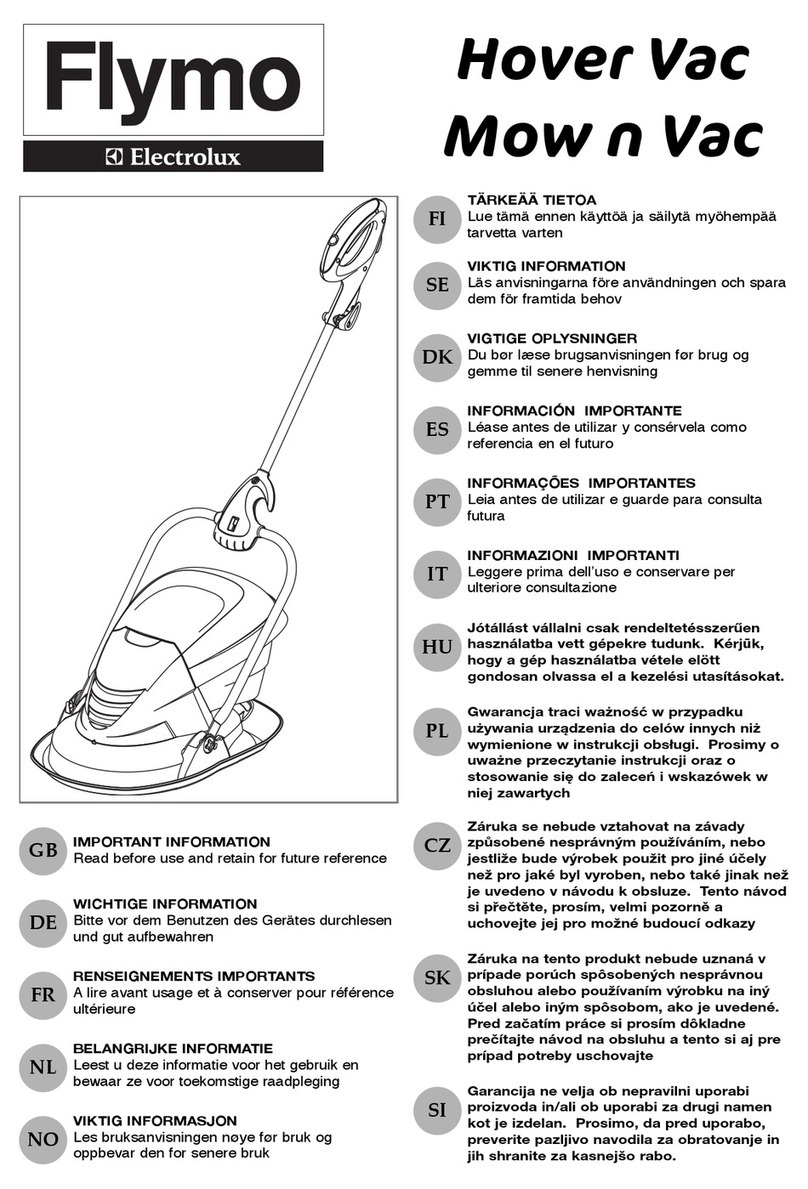 Electrolux Flymo Hover Vac Important information