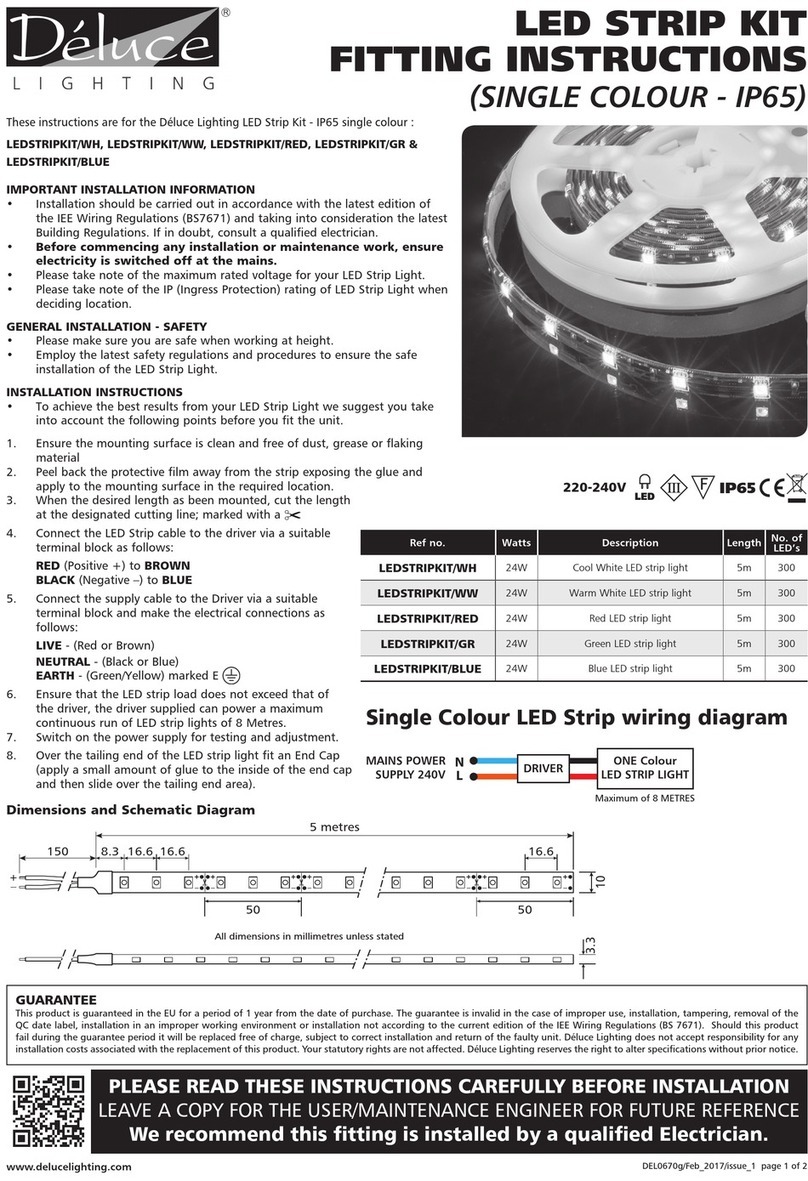 Deluce Lighting LEDSTRIPKIT/WH Fitting instructions