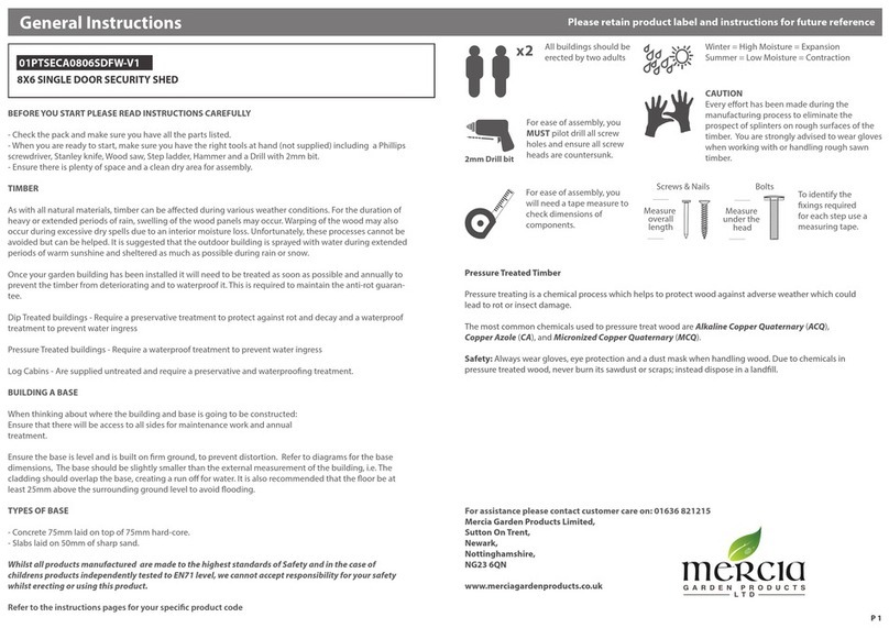 Mercia Garden Products 01PTSECA0806SDFW-V1 General instructions