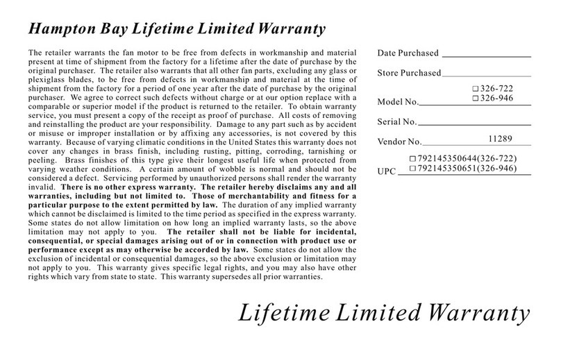 HAMPTON BAY 326-722 Assembly instructions