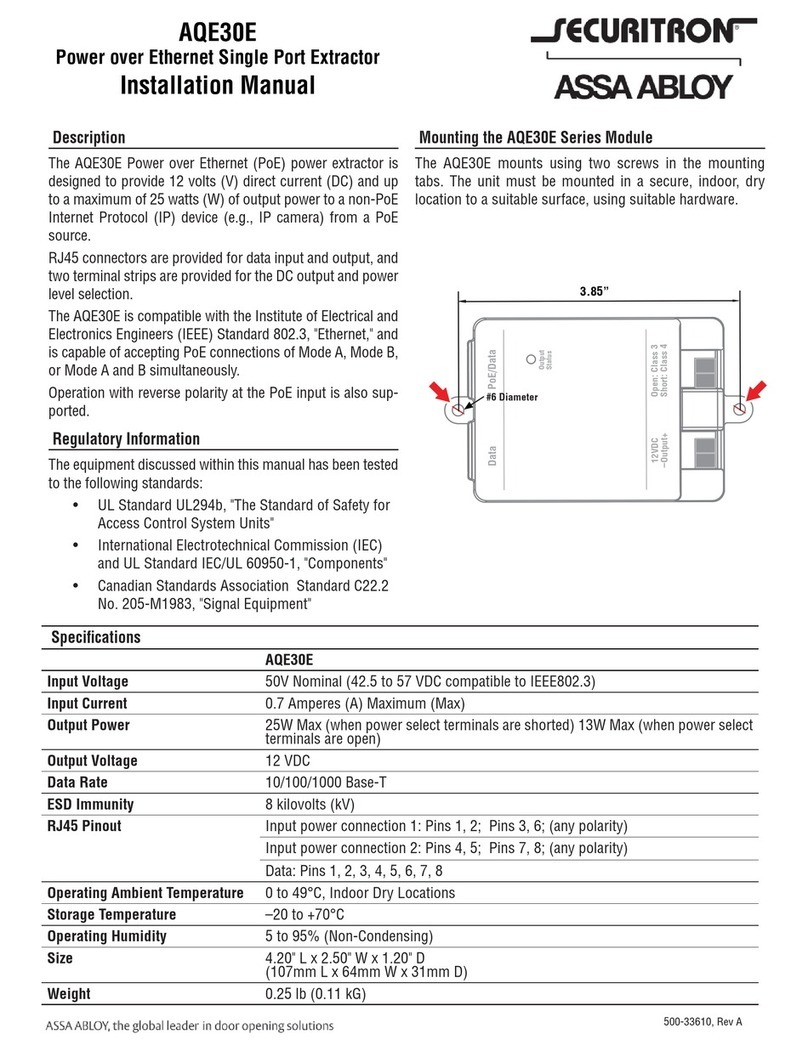 Assa Abloy Securitron AQE30E installation manual