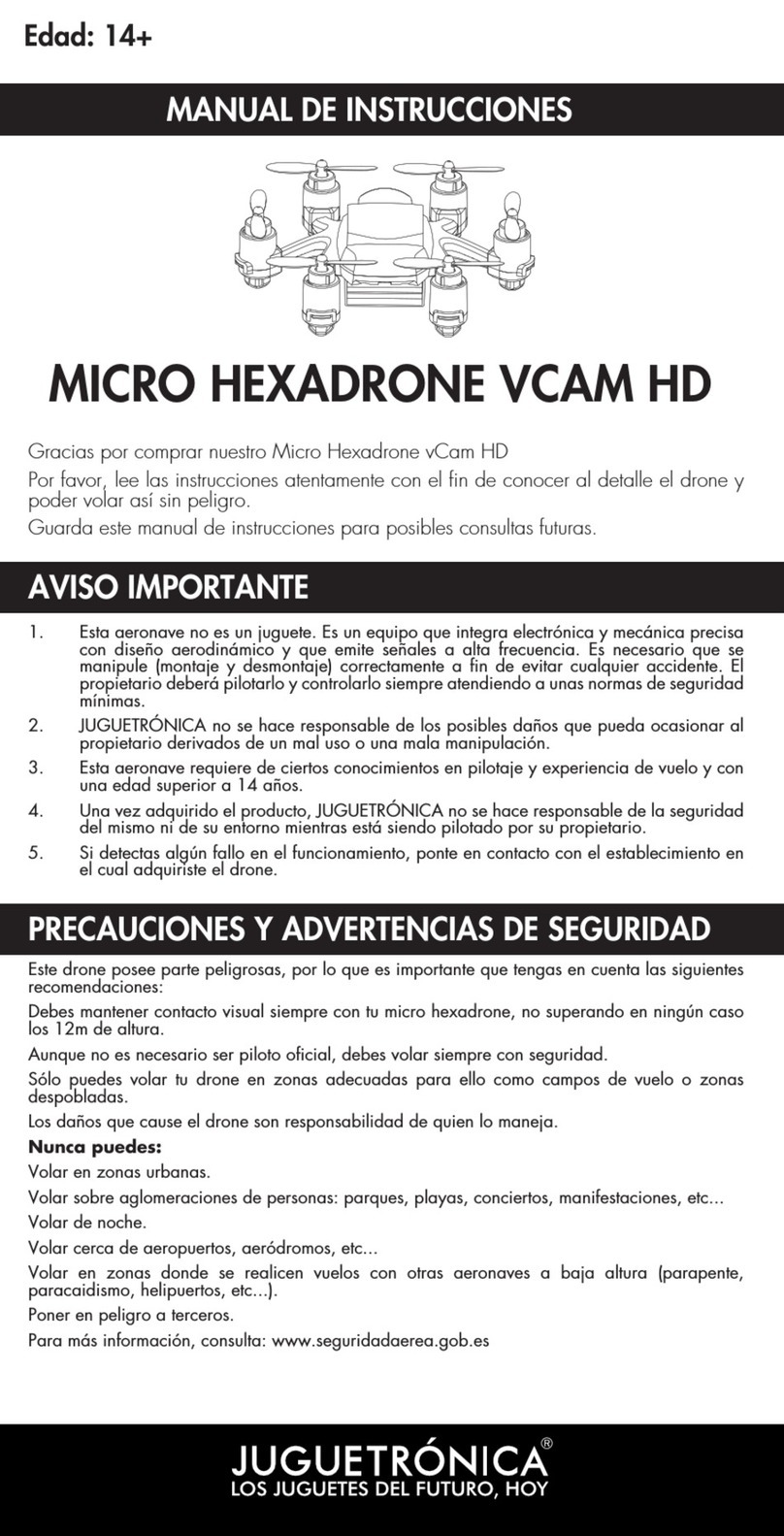 Juguetronica MICRO HEXADRONE VCAM HD manual