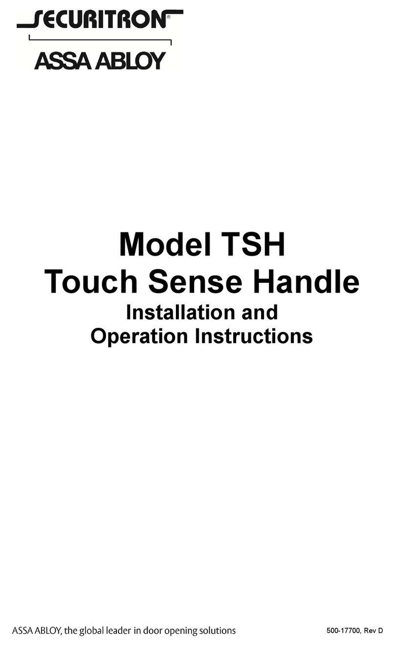Assa Abloy Securitron TSH Series Installation and operation instructions