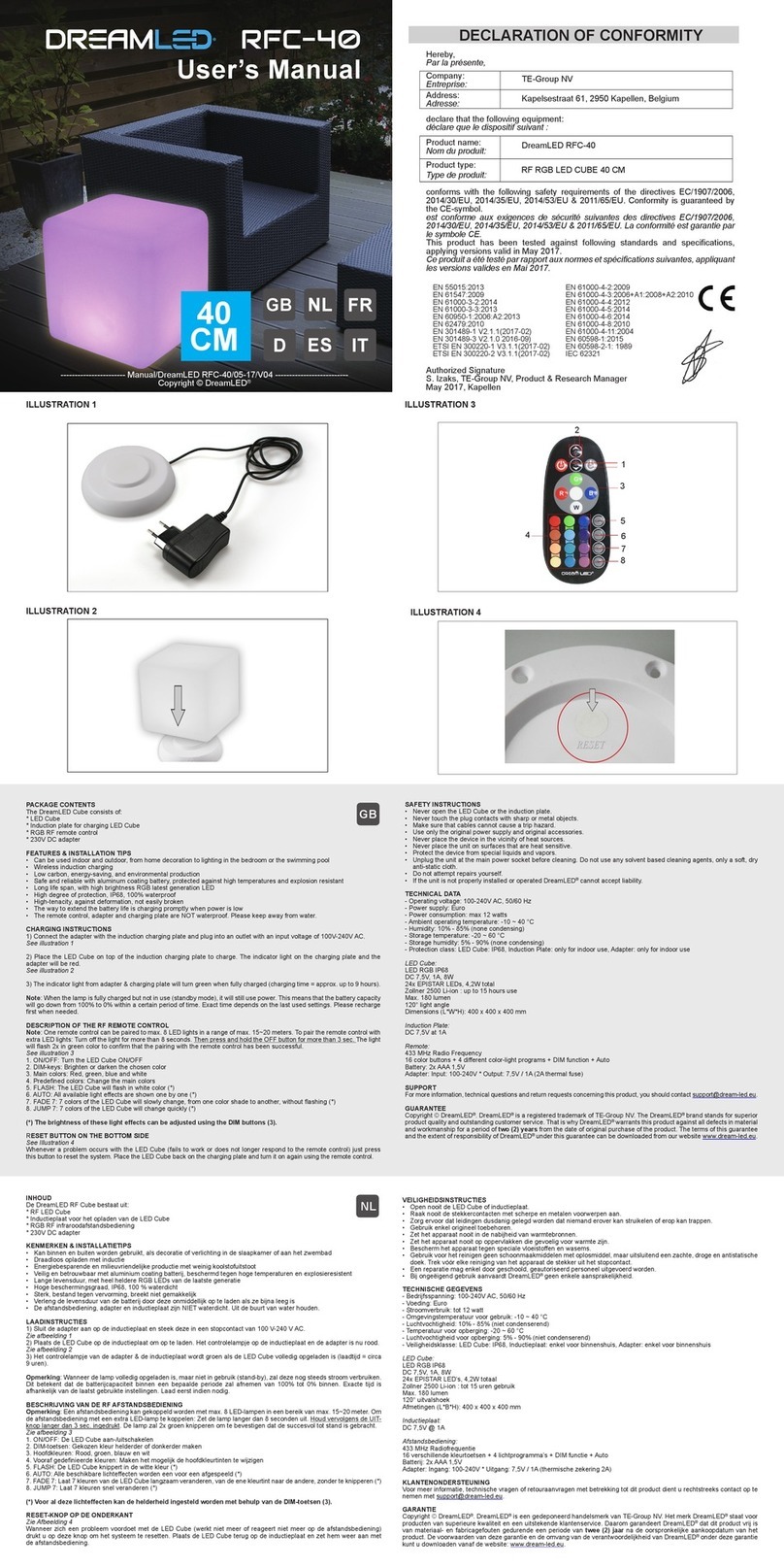 TE-Group DreamLED RFC-40 user manual