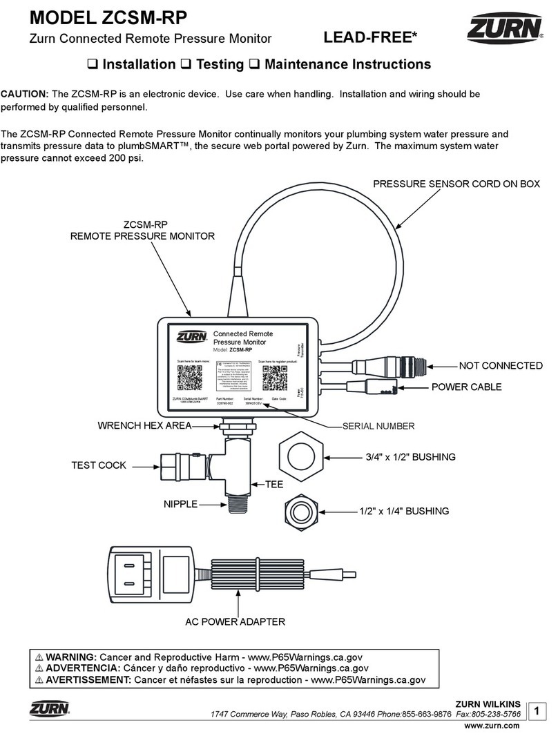 ZURN ZCSM-RP Installation, Testing, Maintenance Instructions