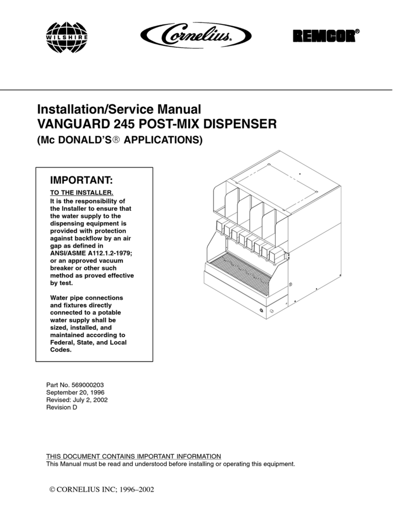 Remcor Cornelius VANGUARD 245 Installation & service manual