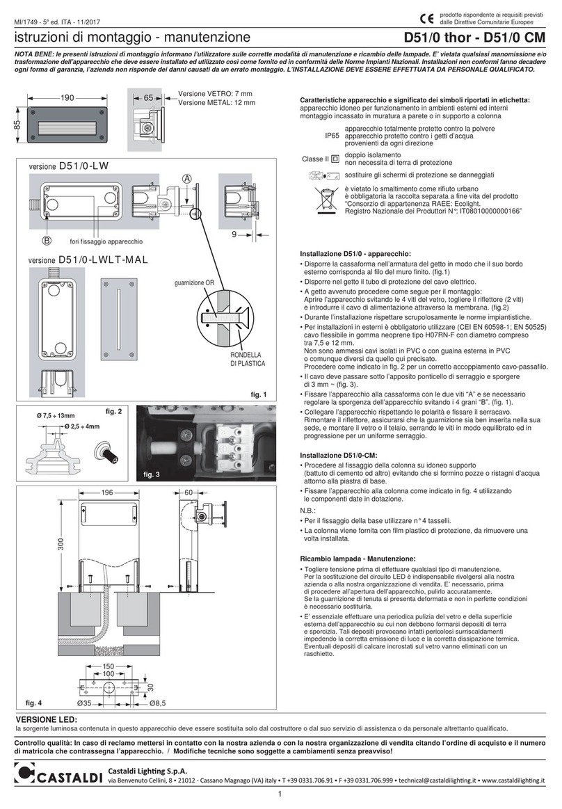 Castaldi Lighting D51/0 thor Installation and maintenance sheet