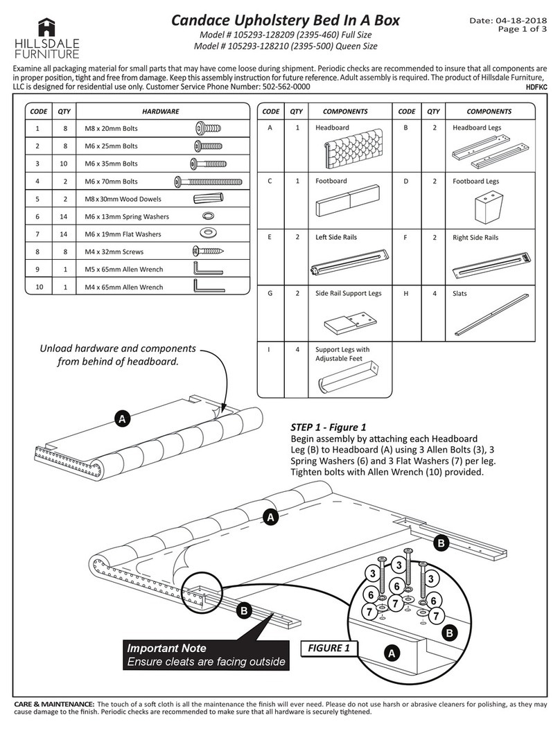 Hillsdale Furniture Candace Upholstery Bed In A Box manual