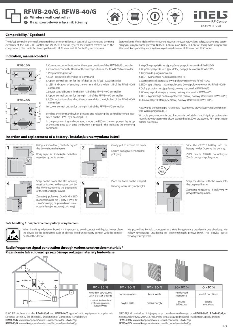 iNels RFWB-20/G quick start guide