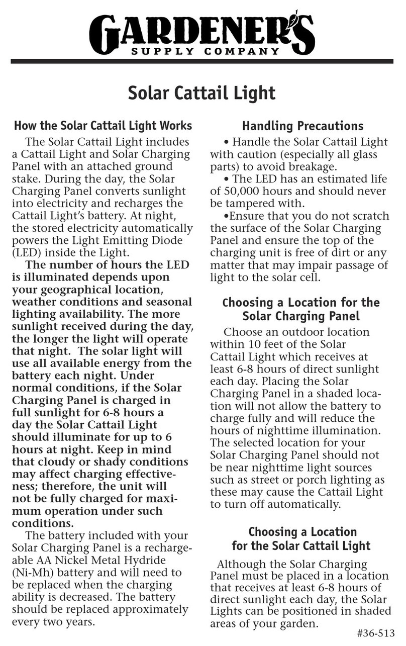Gardeners Solar Cattail Light quick start guide