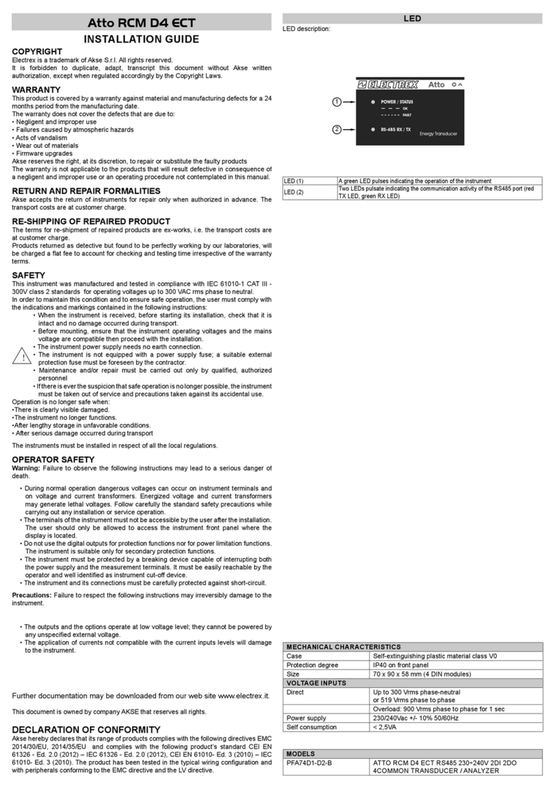 Electrex Atto RCM D4 ECT User manual