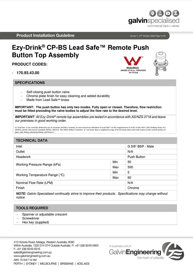 Galvin Specialised Ezy-Drink Lead Safe CP-BS Product installation guideline Galvin Specialised Ezy-Drink Lead Safe CP-BS Product installation guideline