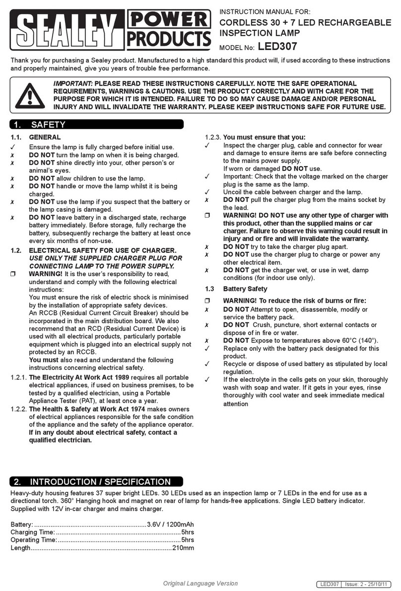 Sealey LED307 instruction manual Sealey LED307 instruction manual