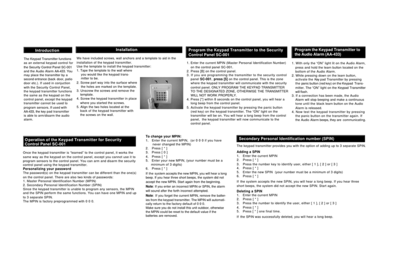 SkyLink KP-433 User instructions