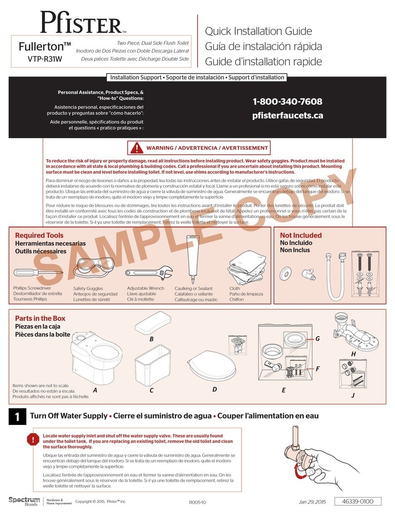 Pfister Fullerton VTP-R31W Quick installation guide