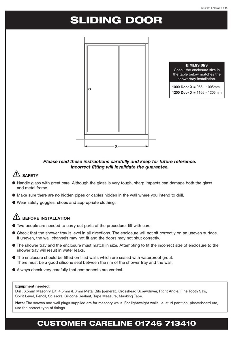 Coram Showers 1000 Door X quick start guide Coram Showers 1000 Door X quick start guide