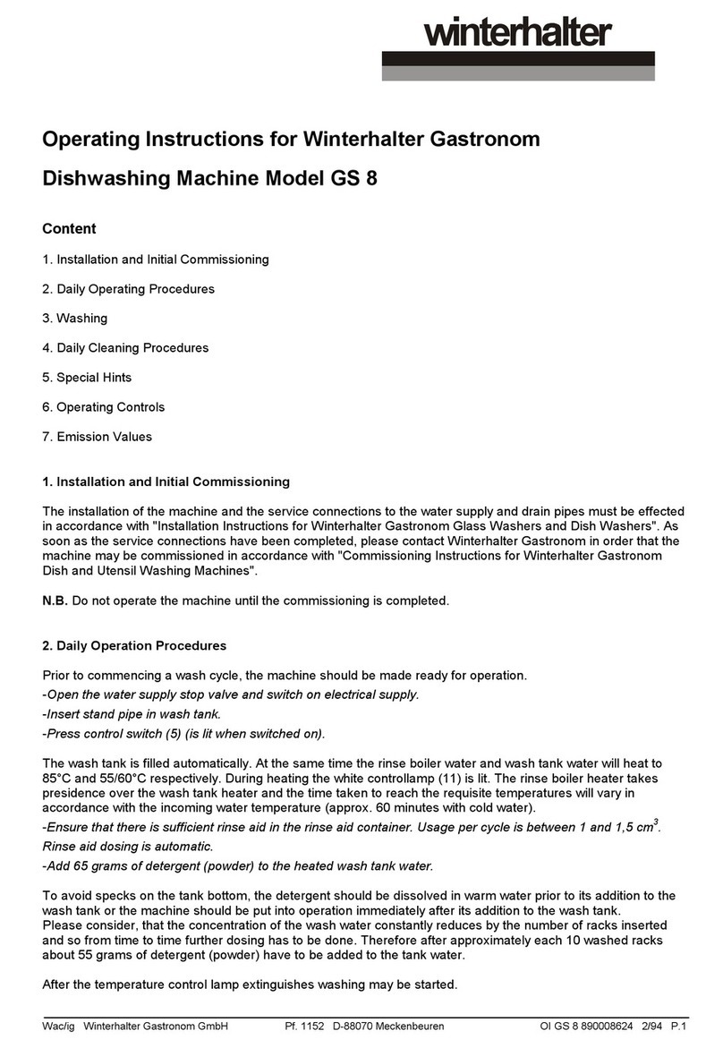 Winterhalter Gastronom GS 8 operating instructions