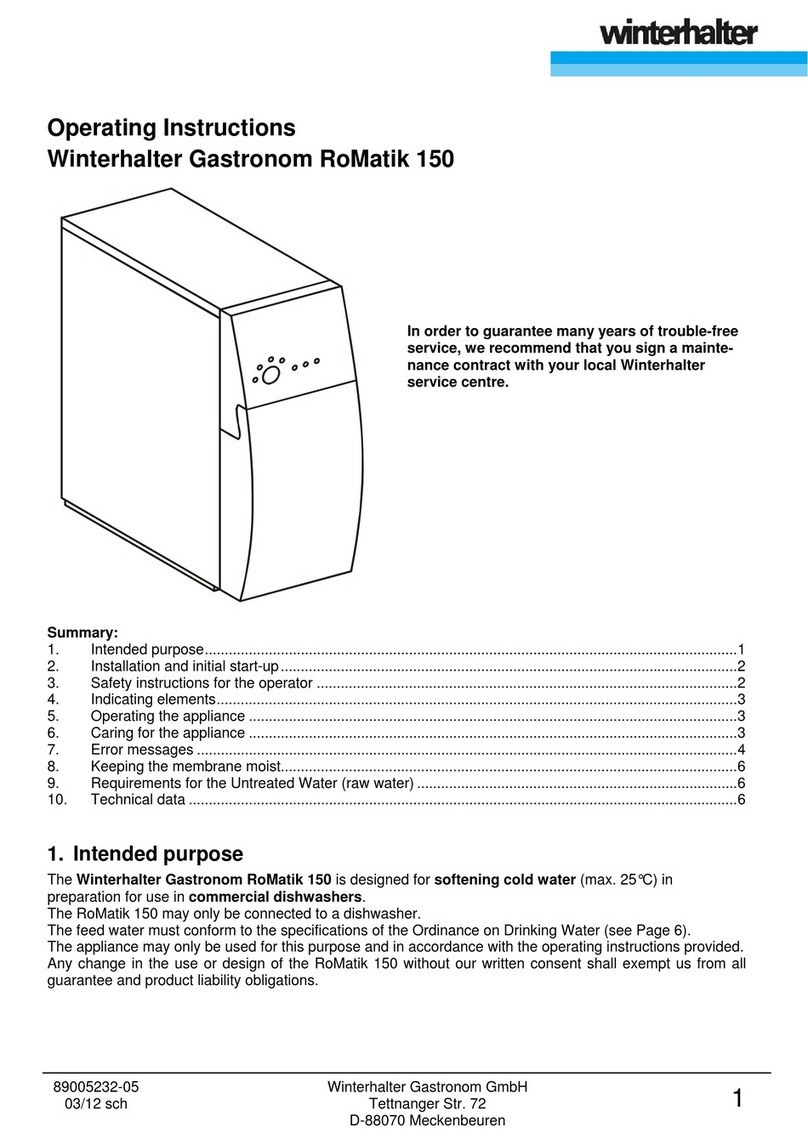 Winterhalter Gastronom RoMatik 150 operating instructions Winterhalter Gastronom RoMatik 150 operating instructions