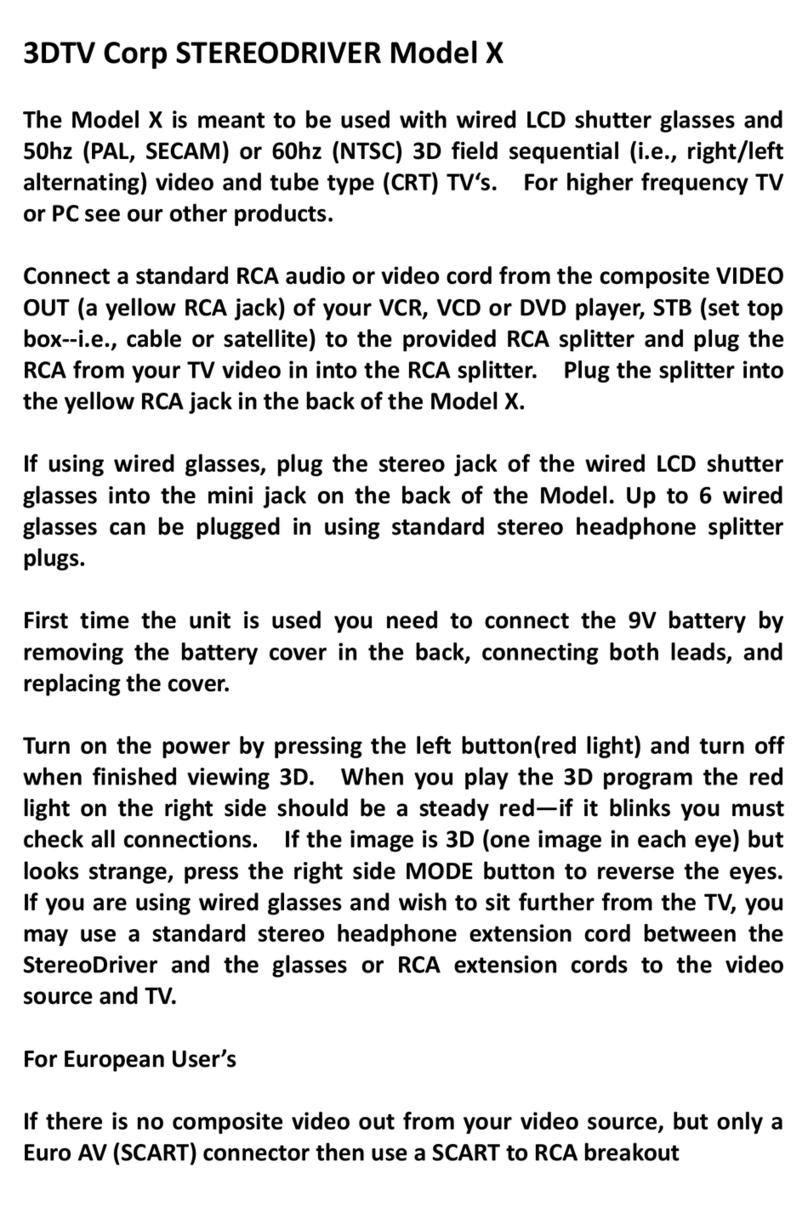 3DTV STEREODRIVER X User manual