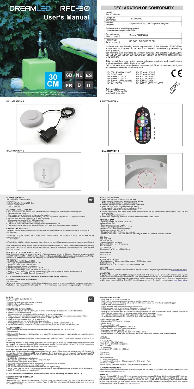 TE-Group DreamLED RFC-30 user manual