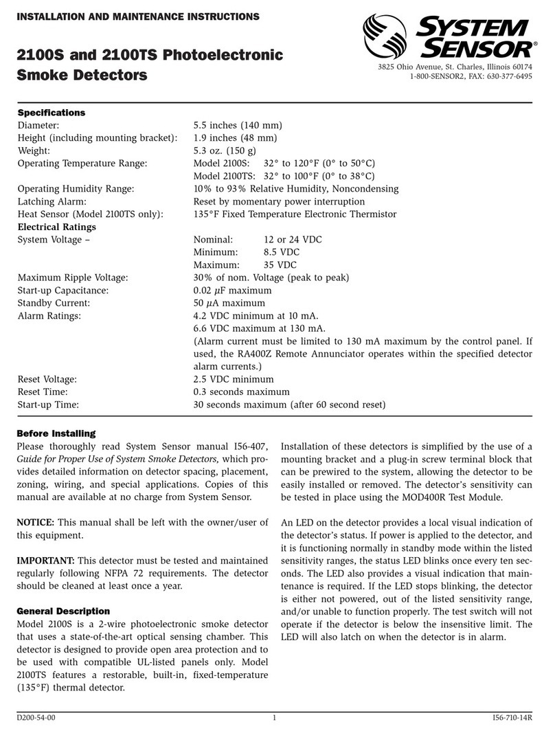 System Sensor 2100S User manual