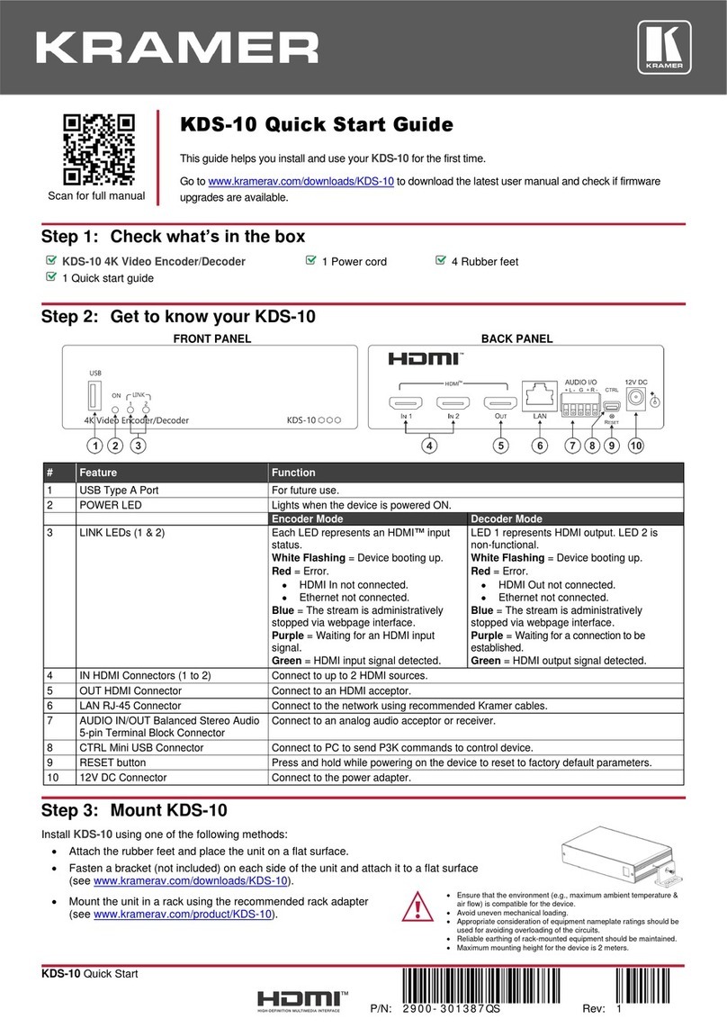 Kramer KDS-10 User manual