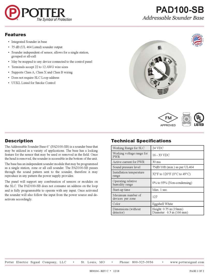 Potter PAD100-SB User manual